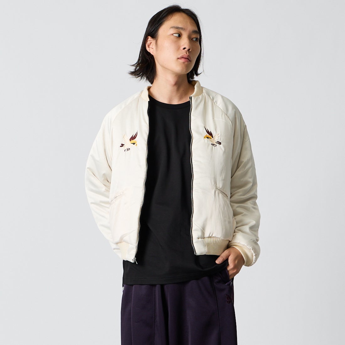 THRIFTY LOOK [スリフティールック] サンドストームスーベニアジャケット [TL26F001] BLACK VELO &&モデル身長：175cm 着用サイズ：M&&