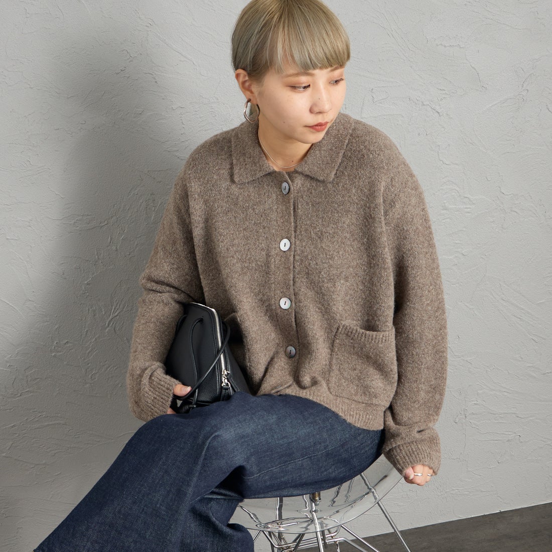 44 BROWN&&モデル身長：156cm 着用サイズ：F&&
