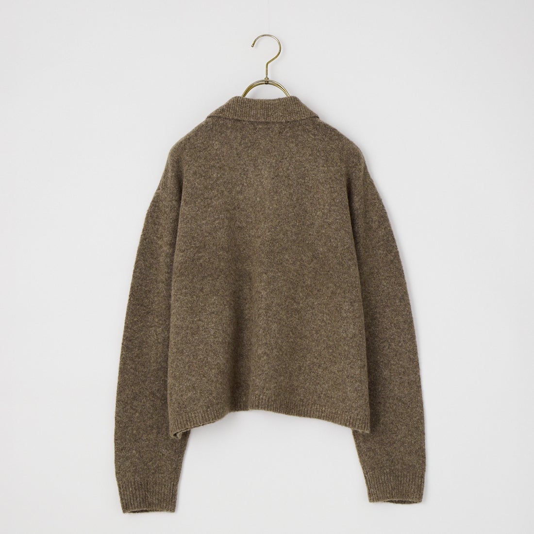 mizuiro ind [ミズイロインド] ハイネックシャツカラーショートカーディガン [3-220158] 44 BROWN