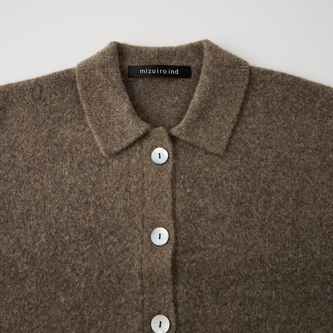 mizuiro ind [ミズイロインド] ハイネックシャツカラーショートカーディガン [3-220158] 44 BROWN