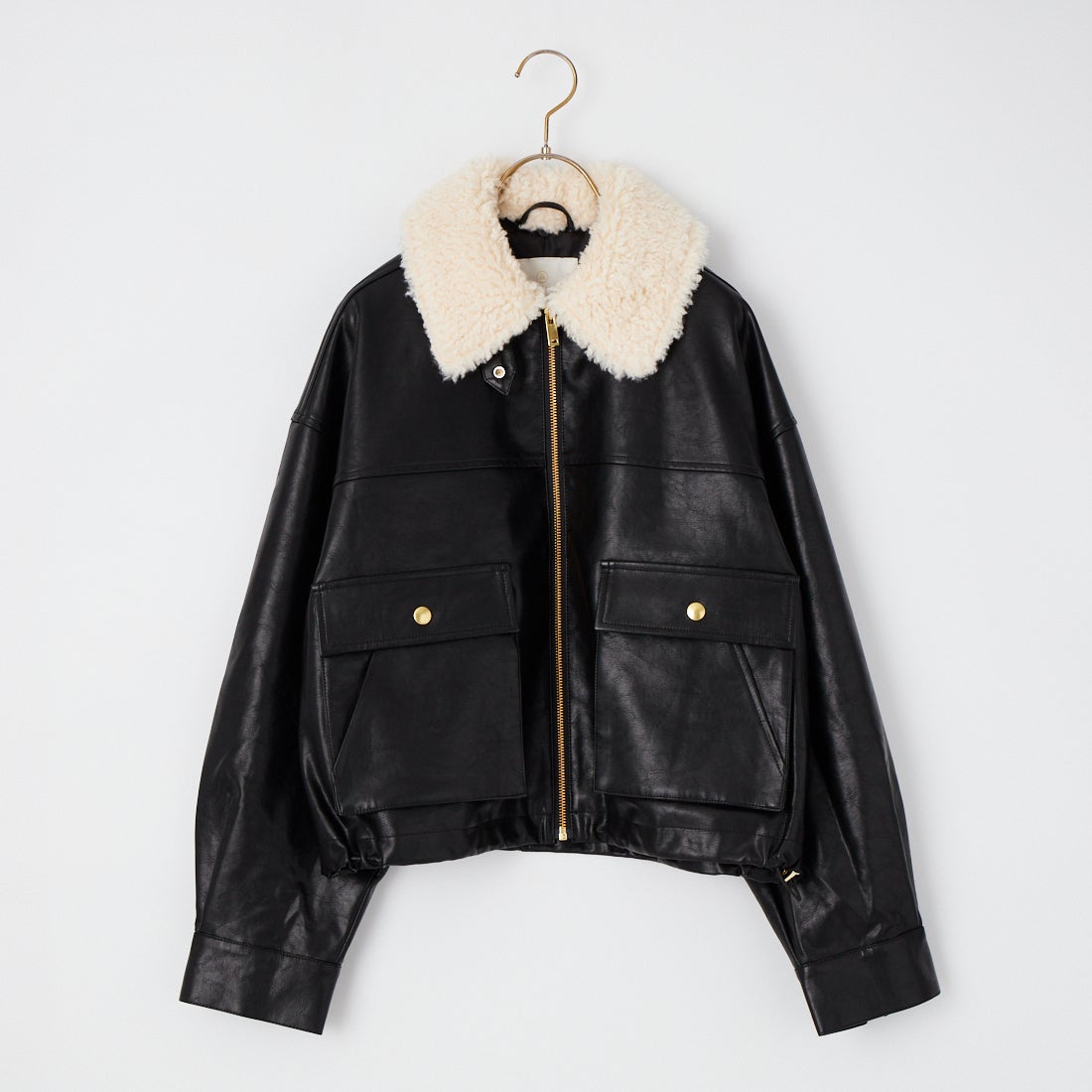 AULENTTI [オウレンティ] 別注 ボアカラー フェイクレザージャケット [G0104004-JF] BLKﾚｻﾞｰ