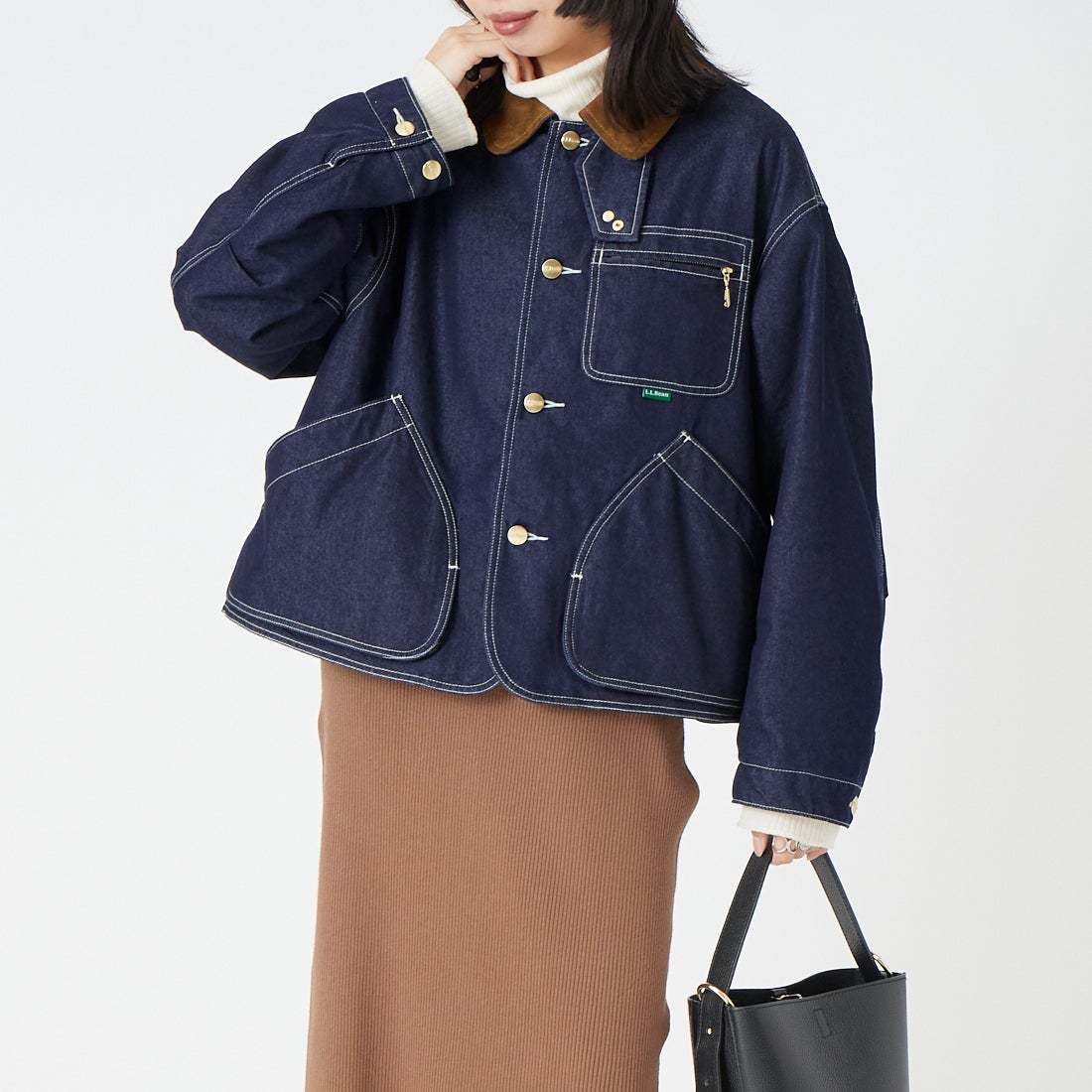 L.L.BEAN [エルエルビーン] ビーンズ フィールド コート フリースラインド インディゴ [6575-6141] 60 BLUE &&モデル身長：162cm 着用サイズ：M&&