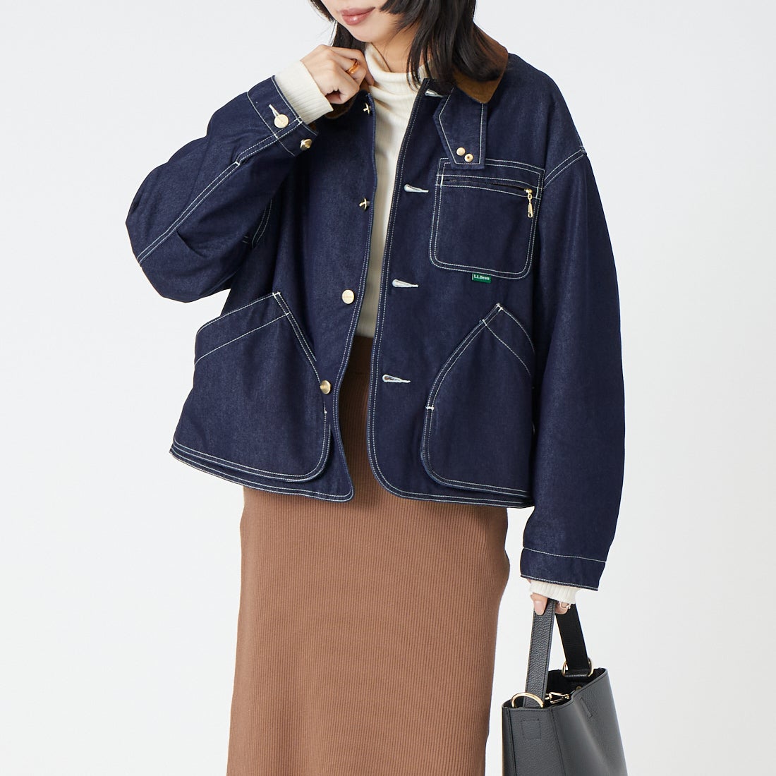 L.L.BEAN [エルエルビーン] ビーンズ フィールド コート フリースラインド インディゴ [6575-6141] 60 BLUE &&モデル身長：162cm 着用サイズ：M&&