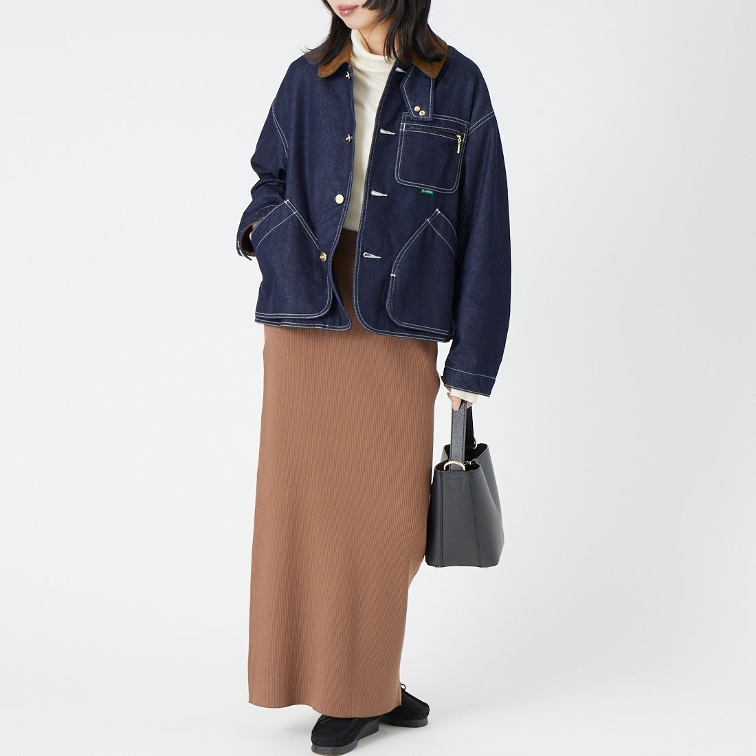 L.L.BEAN [エルエルビーン] ビーンズ フィールド コート フリースラインド インディゴ [6575-6141] 60 BLUE &&モデル身長：162cm 着用サイズ：M&&