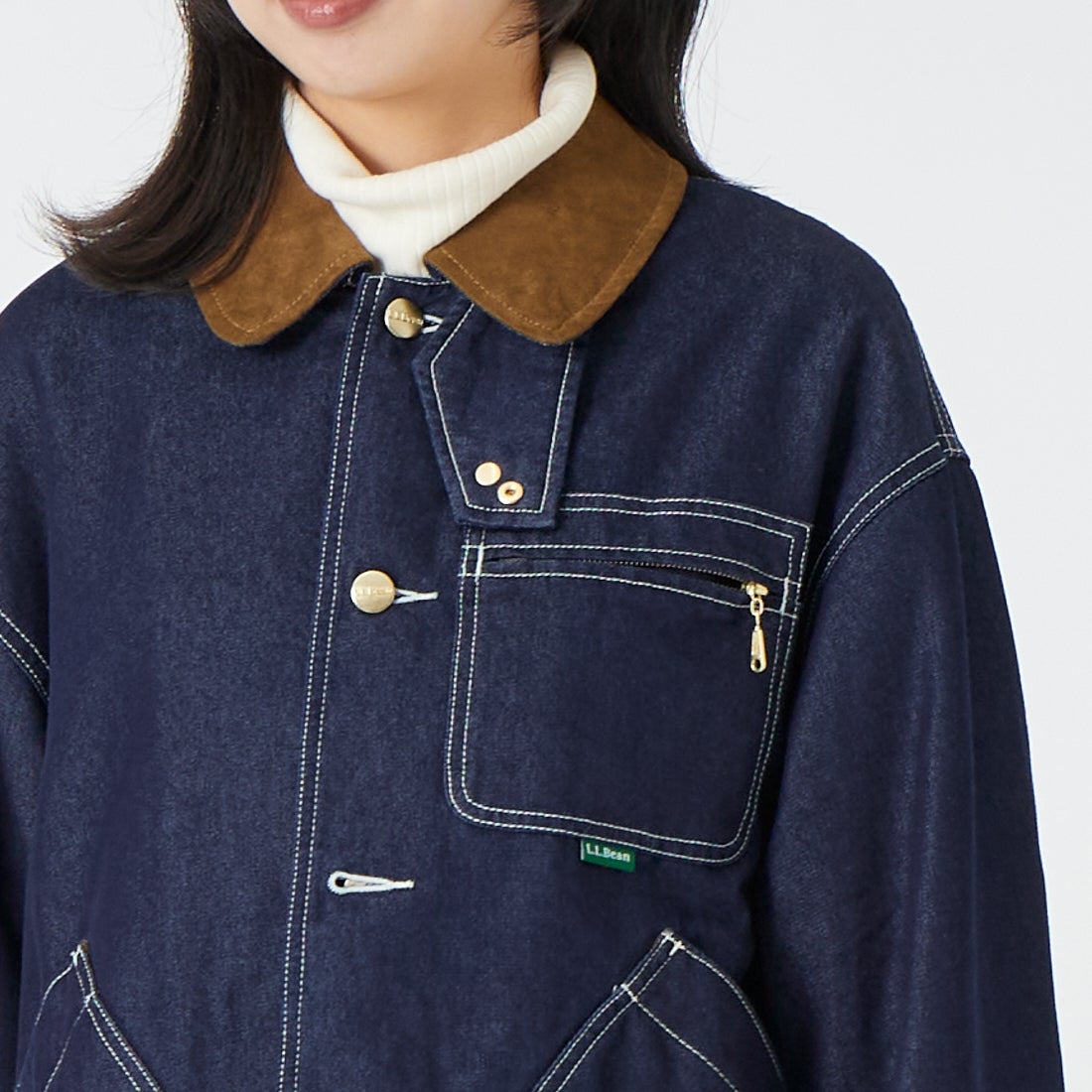 L.L.BEAN [エルエルビーン] ビーンズ フィールド コート フリースラインド インディゴ [6575-6141] 60 BLUE &&モデル身長：162cm 着用サイズ：M&&