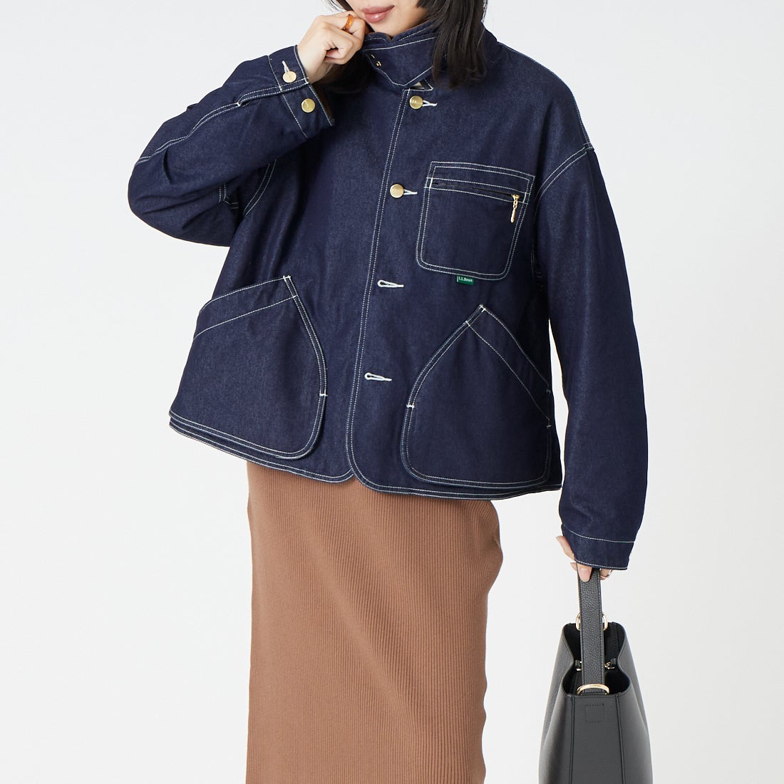L.L.BEAN [エルエルビーン] ビーンズ フィールド コート フリースラインド インディゴ [6575-6141] 60 BLUE &&モデル身長：162cm 着用サイズ：M&&