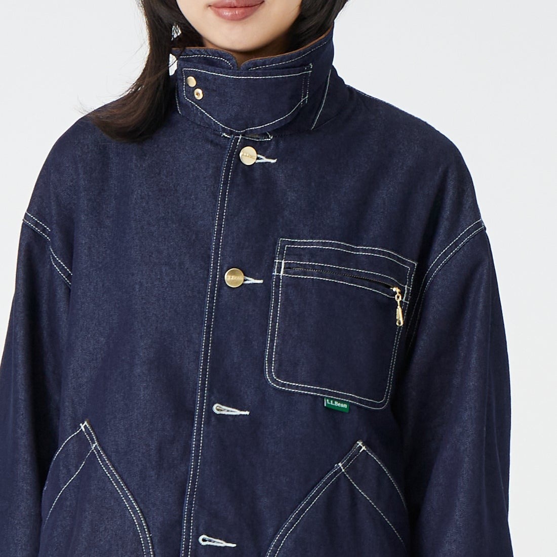 L.L.BEAN [エルエルビーン] ビーンズ フィールド コート フリースラインド インディゴ [6575-6141] 60 BLUE &&モデル身長：162cm 着用サイズ：M&&