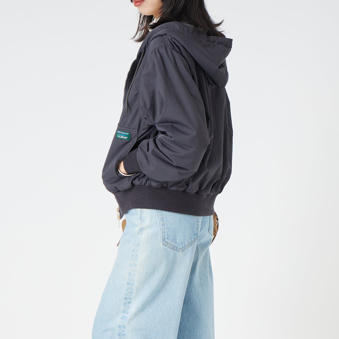 L.L.BEAN [エルエルビーン] ドレスデン フード ジャケット [6575-6138] 50 INK BLK &&モデル身長：162cm 着用サイズ：M&&