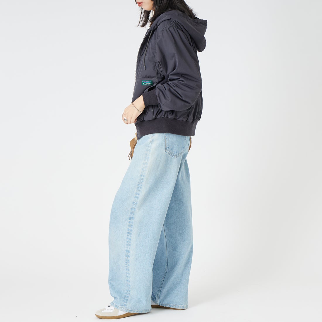 L.L.BEAN [エルエルビーン] ドレスデン フード ジャケット [6575-6138] 50 INK BLK &&モデル身長：162cm 着用サイズ：M&&