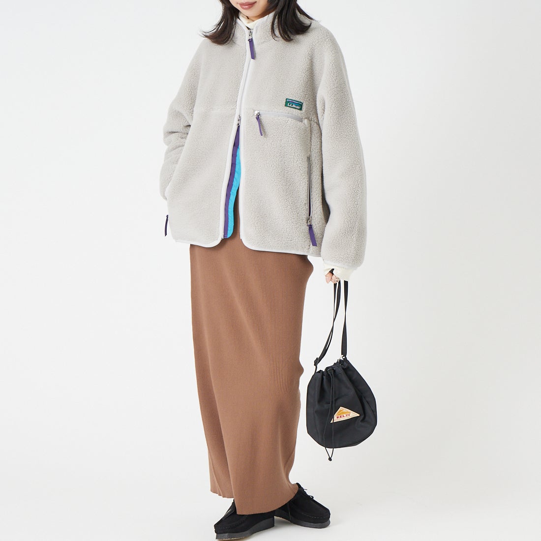 L.L.BEAN [エルエルビーン] トップシャム ボア フリース ジャケット [6575-6135] 69 SILVER &&モデル身長：162cm 着用サイズ：M&&