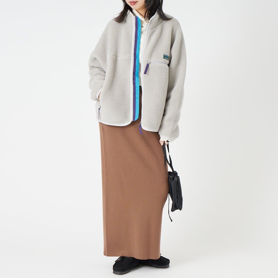L.L.BEAN [エルエルビーン] トップシャム ボア フリース ジャケット [6575-6135] 69 SILVER &&モデル身長：162cm 着用サイズ：M&&