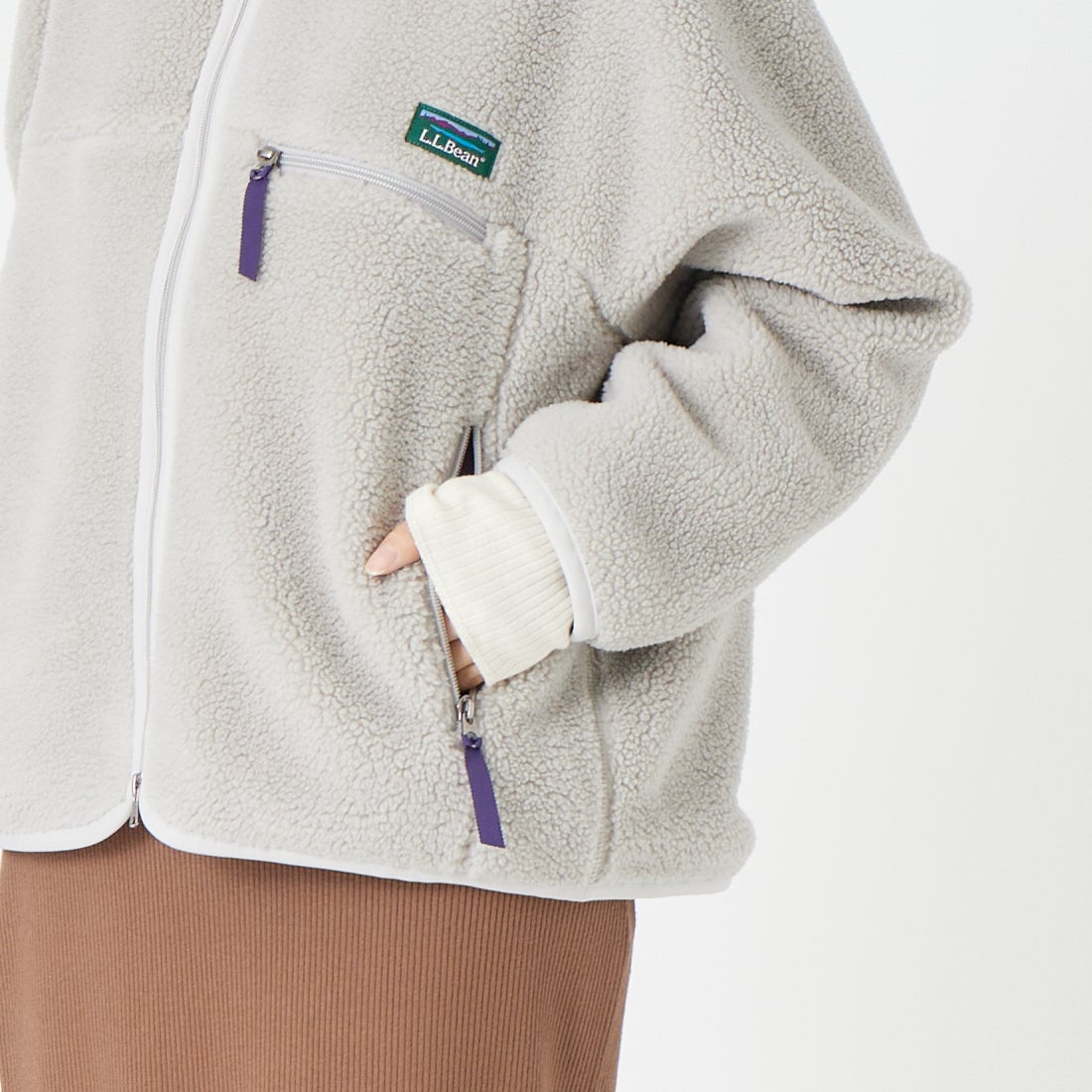 L.L.BEAN [エルエルビーン] トップシャム ボア フリース ジャケット [6575-6135] 69 SILVER &&モデル身長：162cm 着用サイズ：M&&