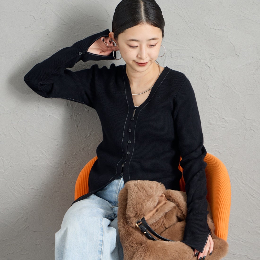 09 BLACK&&モデル身長：150cm 着用サイズ：F&&