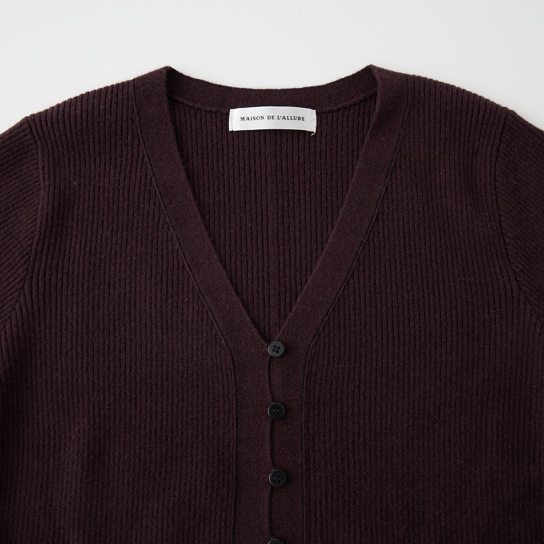Maison de L'allure [メゾン ドゥ ラリュール] Vネック 配色ステッチリブニットカーディガン [M26331018] 28 BROWN