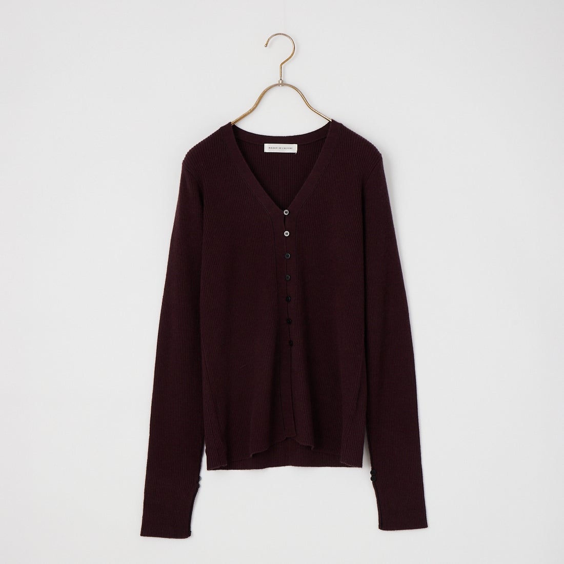 Maison de L'allure [メゾン ドゥ ラリュール] Vネック 配色ステッチリブニットカーディガン [M26331018] 28 BROWN