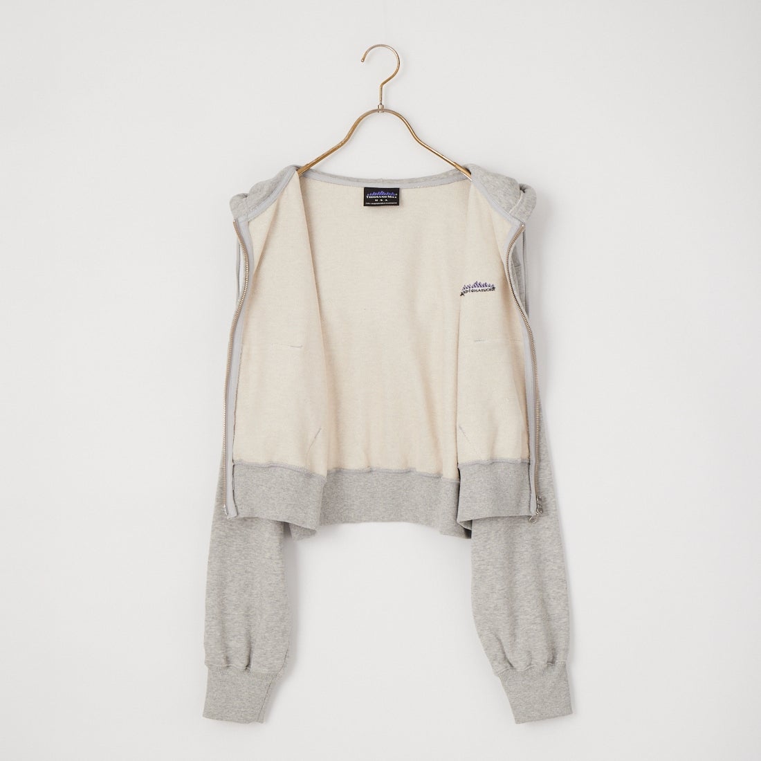 THOUSAND MILE [サウザンド マイル] 裏毛素材ショート丈パーカー [TM262UK00272] 15 TOP GRY
