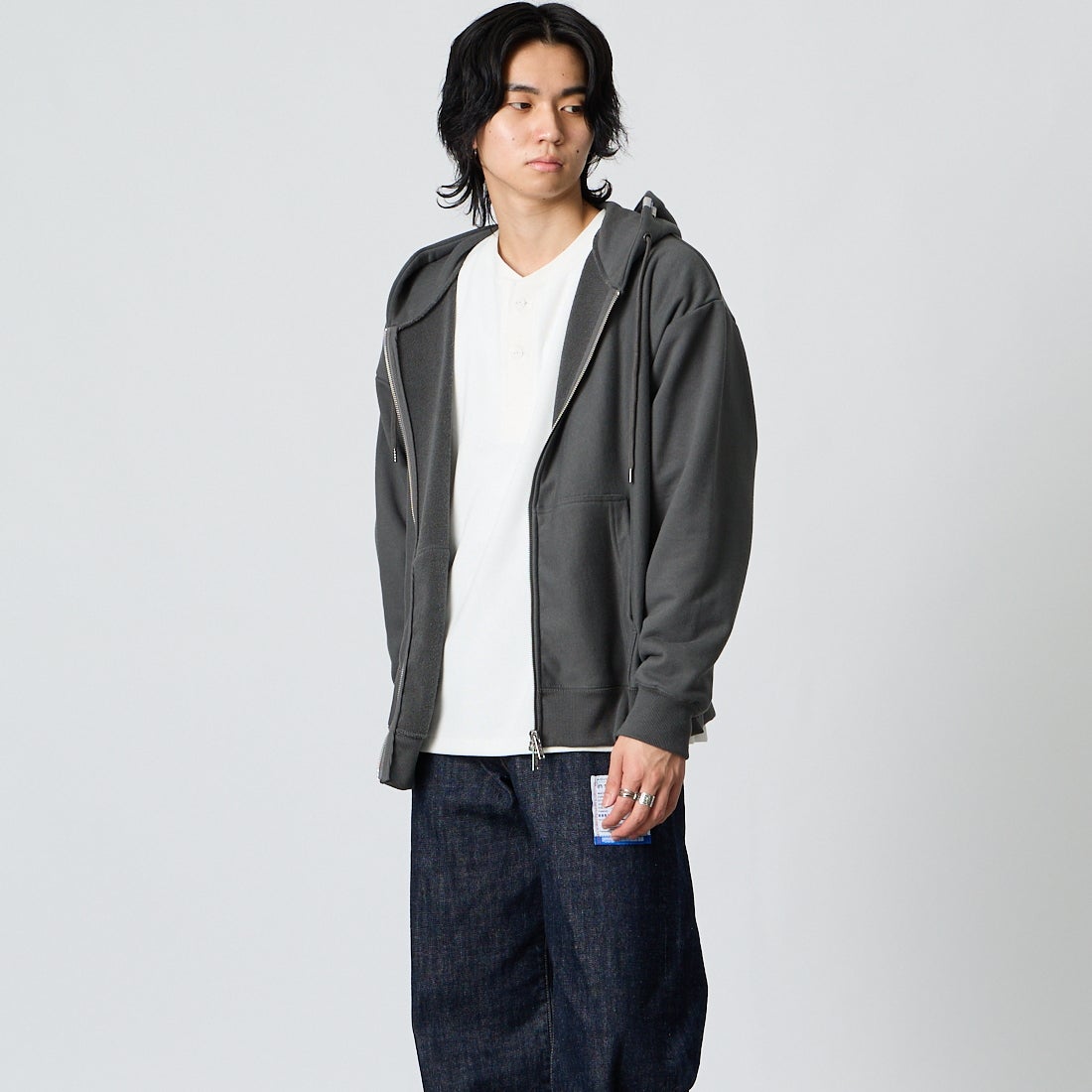 Maison MIHARA YASUHIRO [メゾン ミハラヤスヒロ] フレンチテリージップアップフーディ [I17PK531] DK.GRAY &&モデル身長：177cm 着用サイズ：44&&