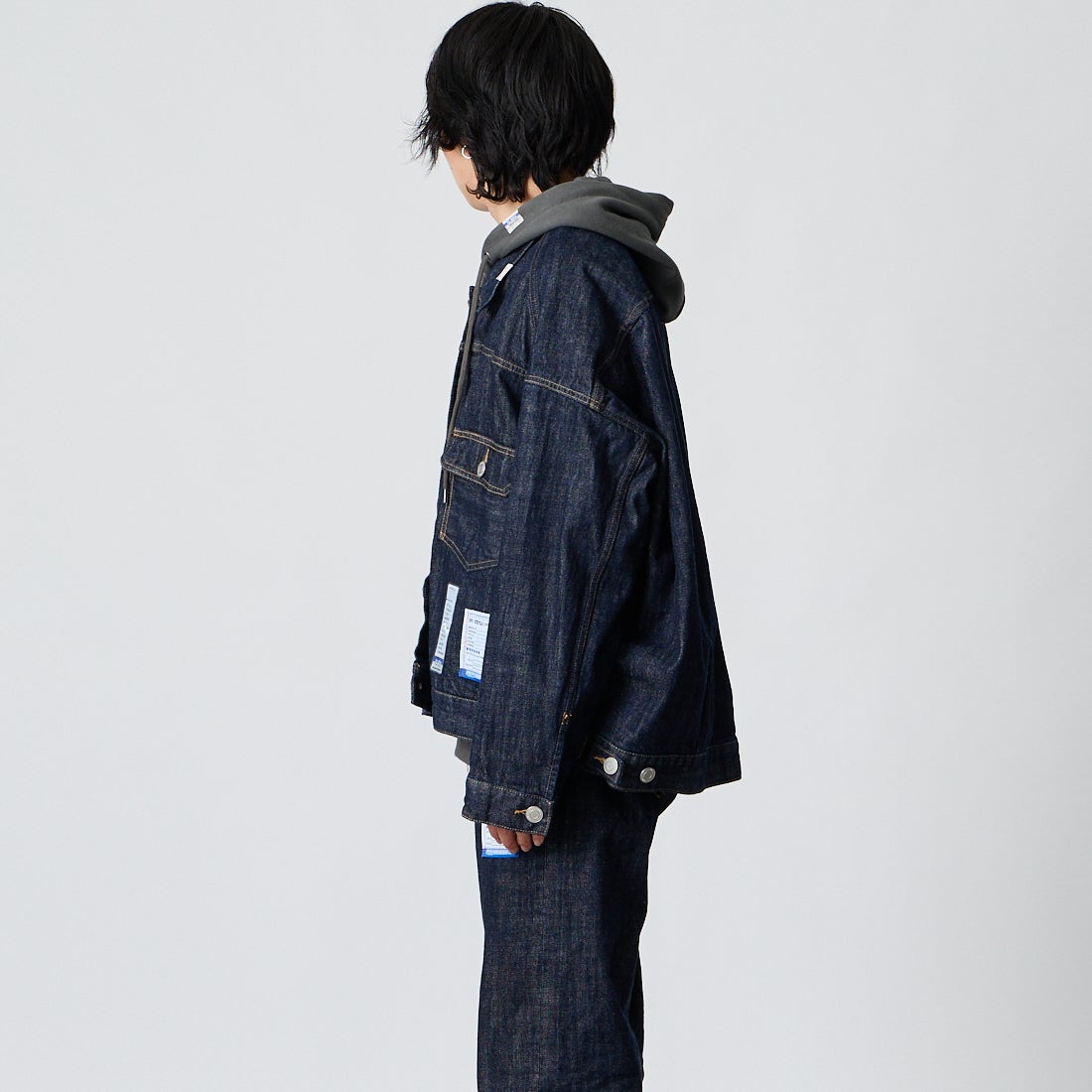 Maison MIHARA YASUHIRO [メゾン ミハラヤスヒロ] ワンウォッシュ セルビッジデニムジャケット [I17BL024] INDIGO &&モデル身長：177cm 着用サイズ：44&&