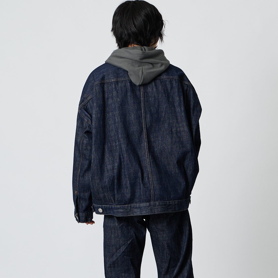 Maison MIHARA YASUHIRO [メゾン ミハラヤスヒロ] ワンウォッシュ セルビッジデニムジャケット [I17BL024] INDIGO &&モデル身長：177cm 着用サイズ：44&&