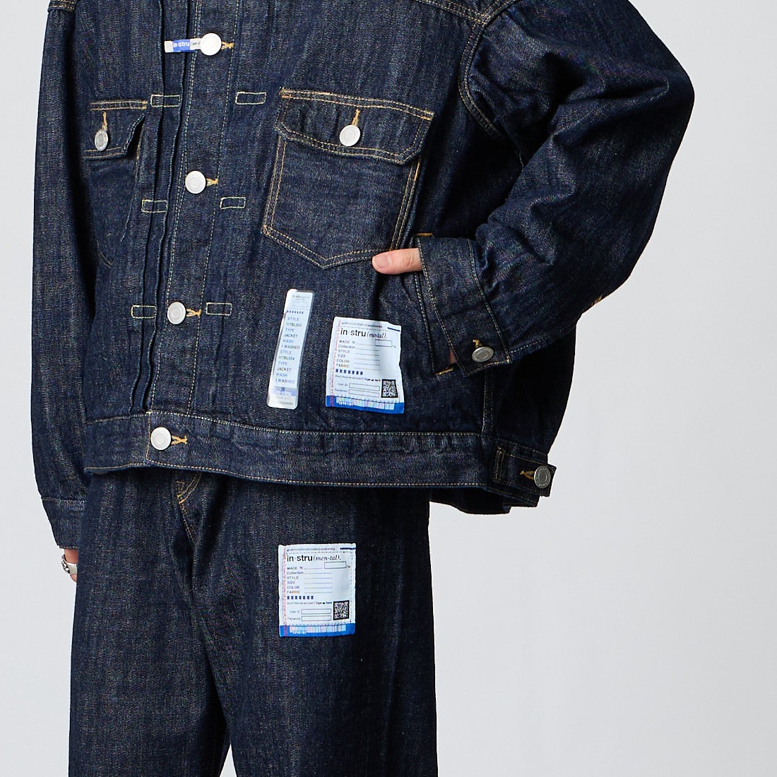 Maison MIHARA YASUHIRO [メゾン ミハラヤスヒロ] ワンウォッシュ セルビッジデニムジャケット [I17BL024] INDIGO &&モデル身長：177cm 着用サイズ：44&&