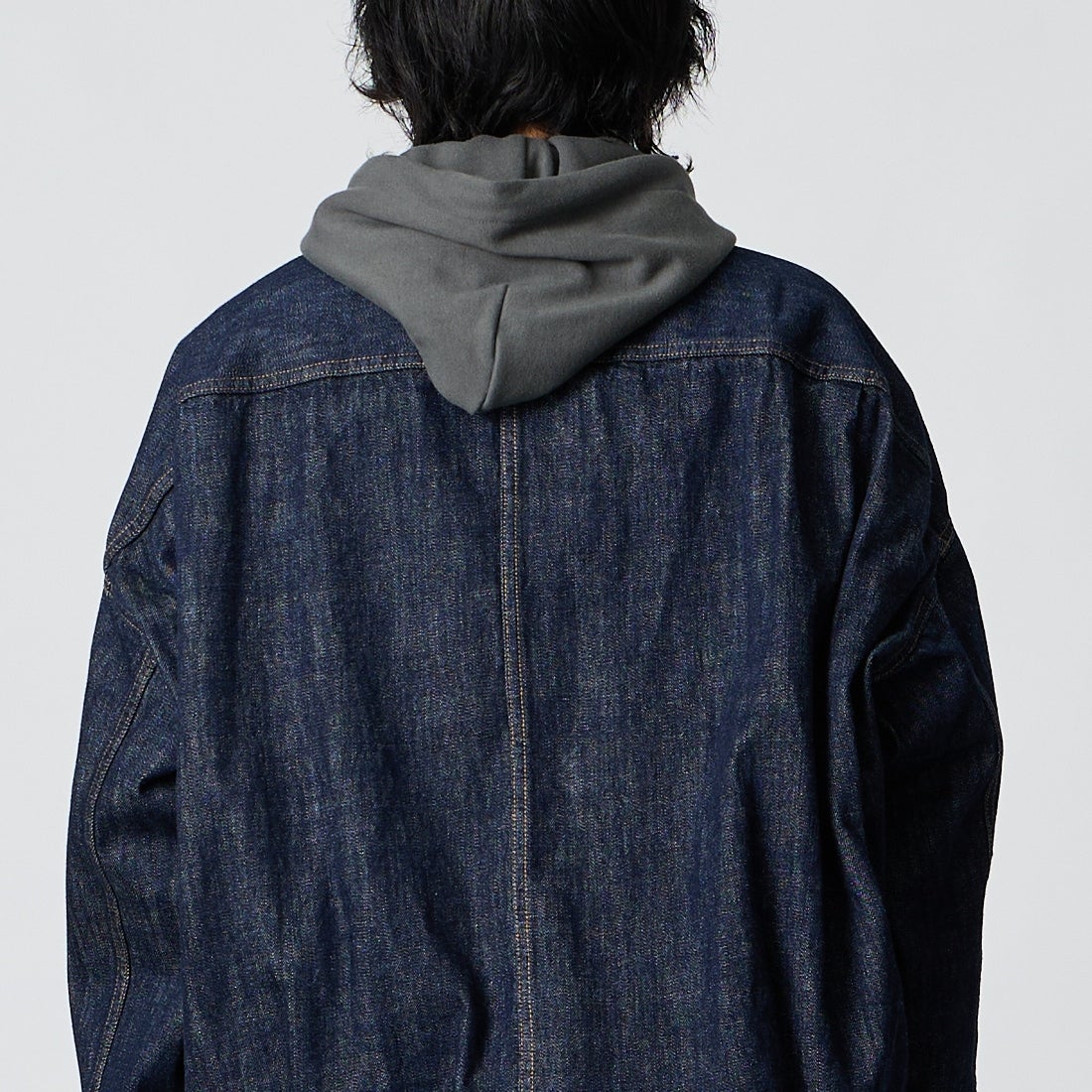 Maison MIHARA YASUHIRO [メゾン ミハラヤスヒロ] ワンウォッシュ セルビッジデニムジャケット [I17BL024] INDIGO &&モデル身長：177cm 着用サイズ：44&&