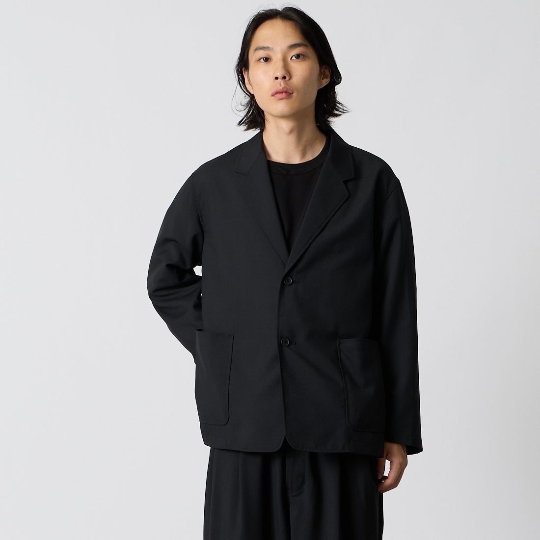 STILL BY HAND [スティルバイハンド] リラックス 2ボタンジャケット [JK01263] INK BLACK &&モデル身長：175cm 着用サイズ：46&&