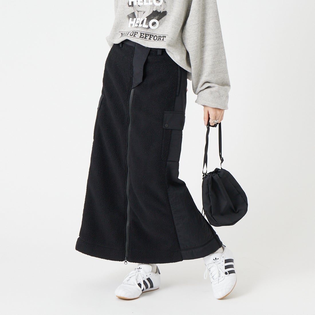 Marmot [マーモット] アルゴンフリーススカート [MTFW26WFL059] BLACK &&モデル身長：162cm 着用サイズ：M&&
