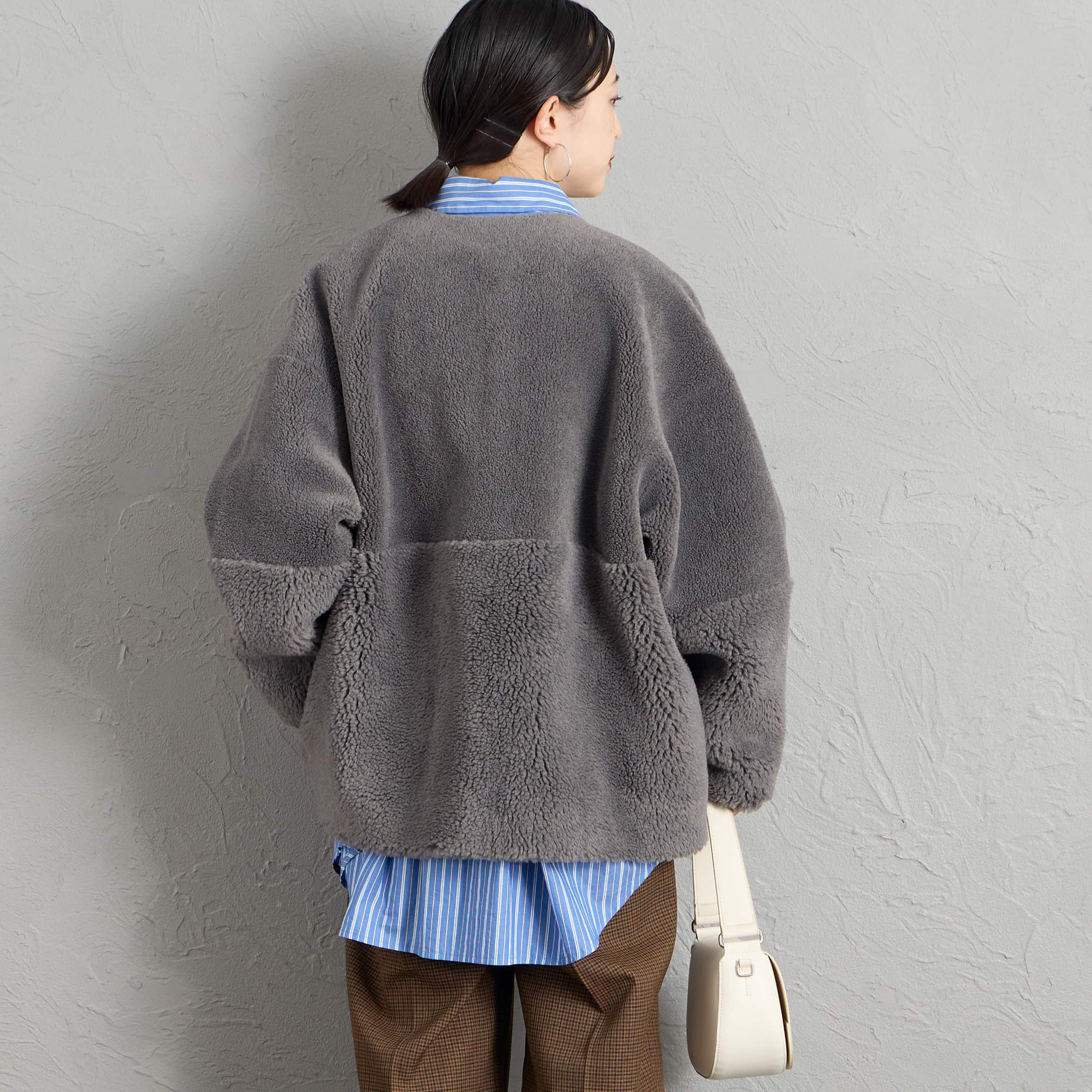 MICA&DEAL [マイカアンドディール] リバーシブルノーカラーボアコート