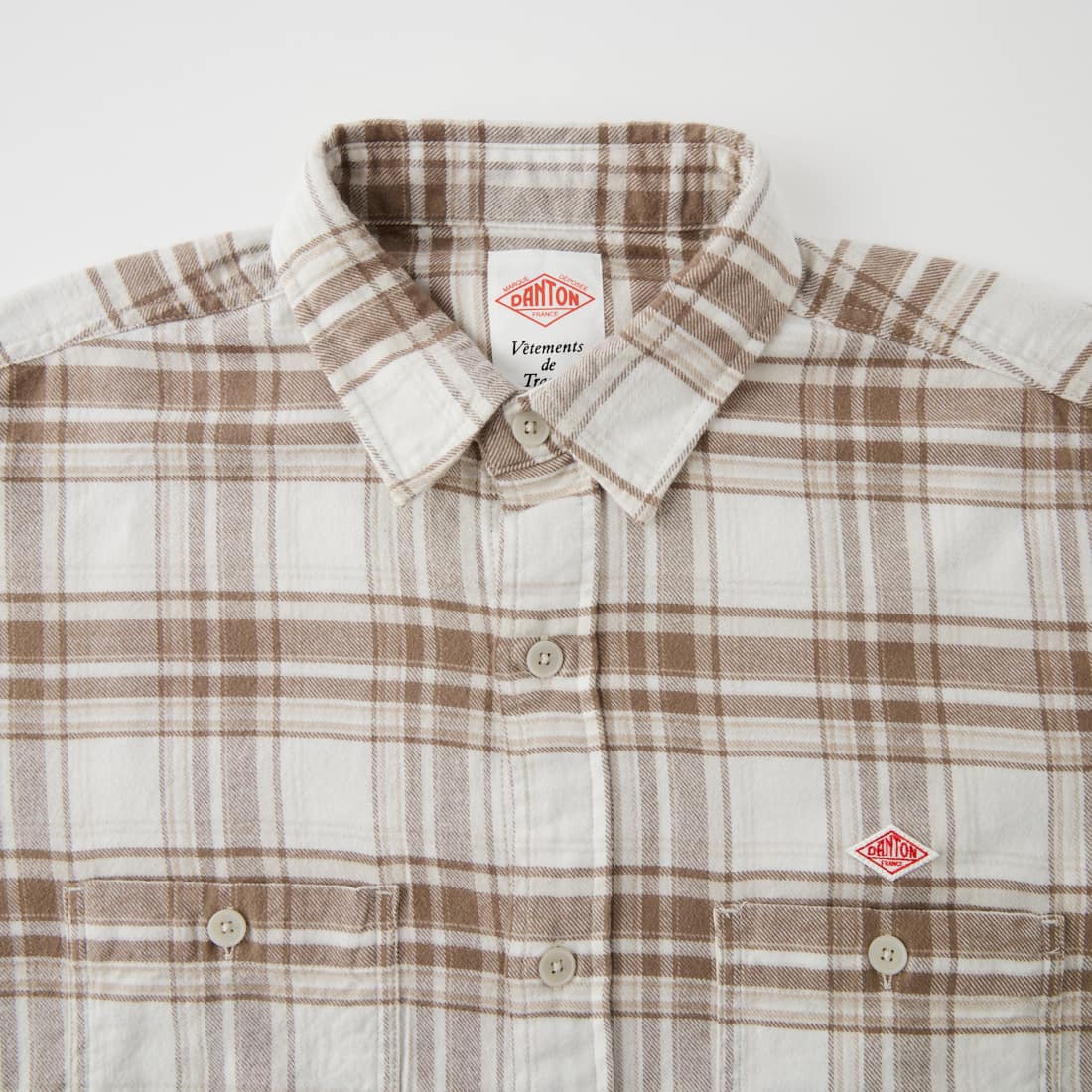 DANTON [ダントン] レギュラーカラー フランネルチェックシャツ [DT-B0477BNL] BEIGE CHEC