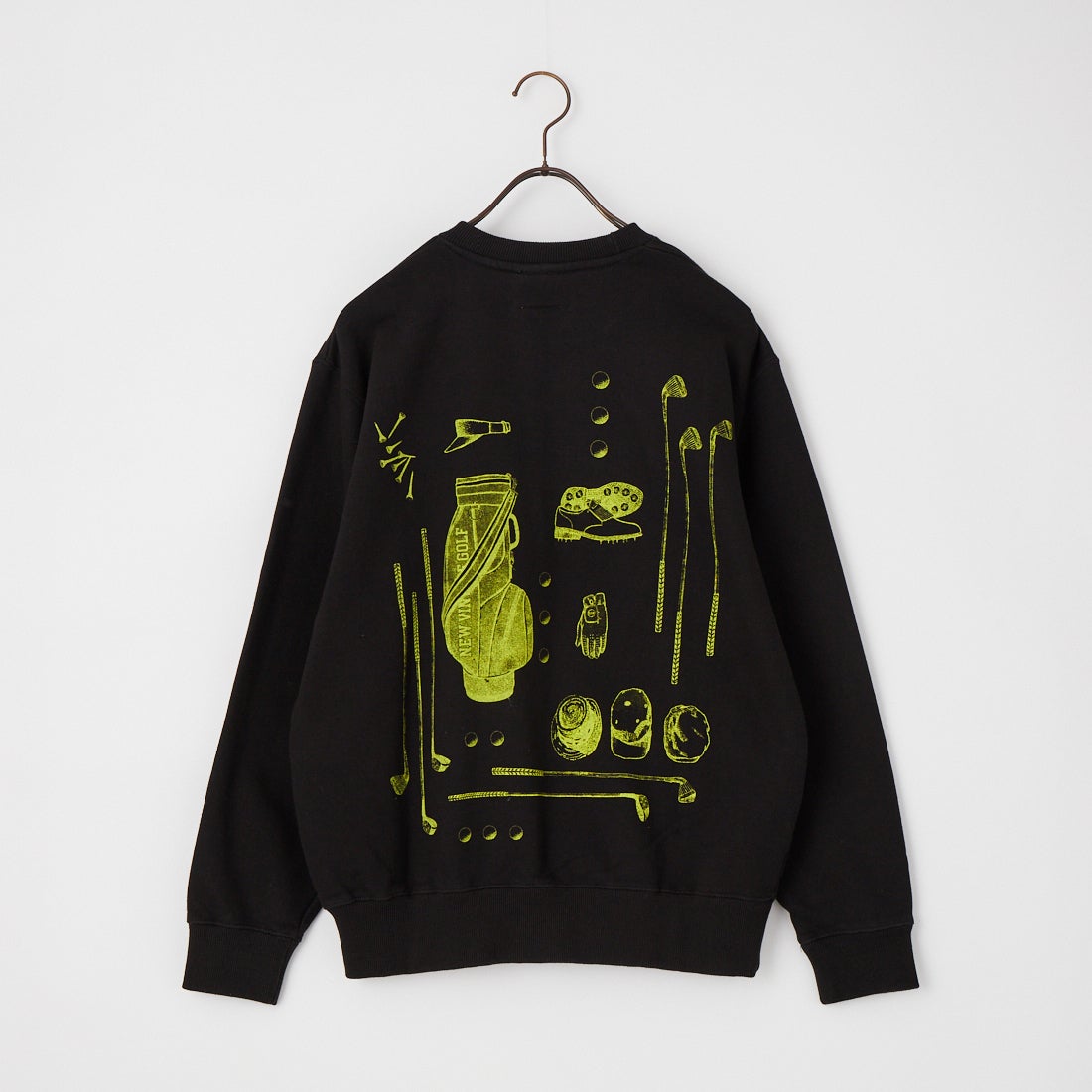 NEW VINTAGE GOLF [ニュービンテージゴルフ] 別注 プリントクルーネックスウェット [NVG-0608-JF] BLK/YELLOW