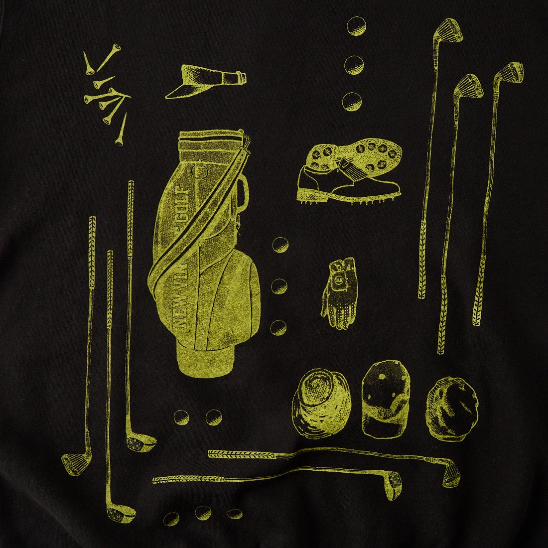 NEW VINTAGE GOLF [ニュービンテージゴルフ] 別注 プリントクルーネックスウェット [NVG-0608-JF] BLK/YELLOW