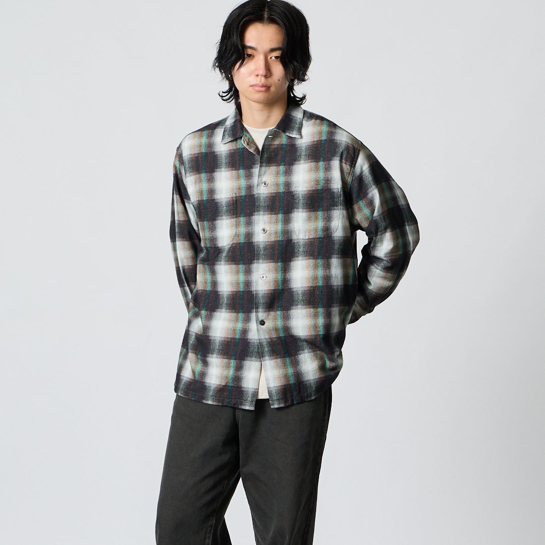 GREEN CHK&&モデル身長：177cm 着用サイズ：M&&