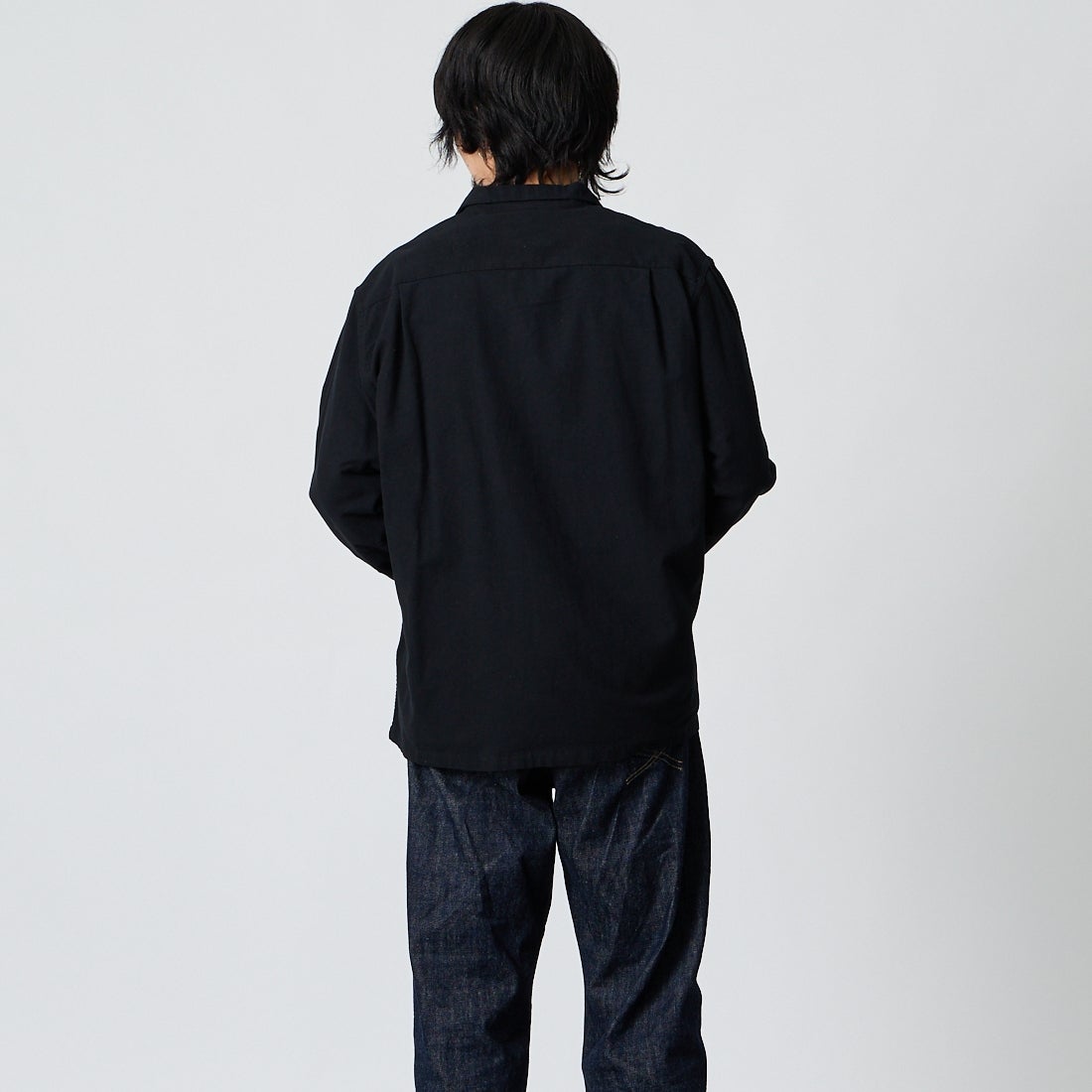 DAN RIVER [ダンリバー] 別注 プリントネルダブルポケットボックスシャツ [DR26F002-JF]BLACK SOLI &&モデル身長：177cm 着用サイズ：M&&