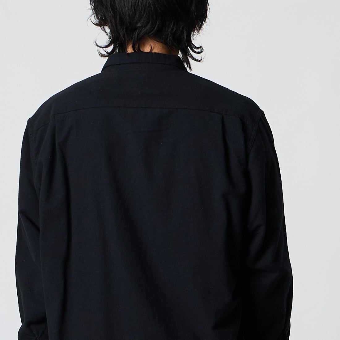 DAN RIVER [ダンリバー] 別注 プリントネルダブルポケットボックスシャツ [DR26F002-JF]BLACK SOLI &&モデル身長：177cm 着用サイズ：M&&