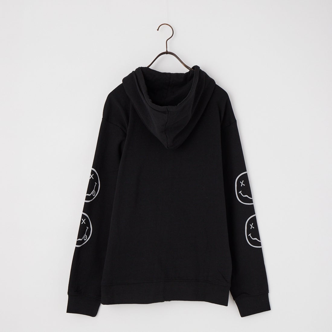 MUSIC TEE [ミュージックティー] NIRVANA ハッピーフェイスフルジップパーカー [HAPPY-FACE] BLACK
