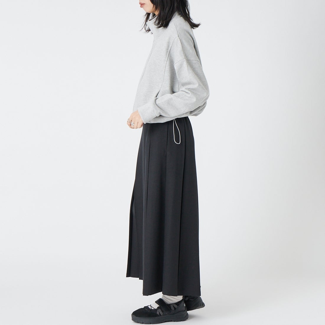 Jf Ready Made [ジェイエフレディメイド] 裏毛ジップブルゾン [3206101] 821 ﾓｸｸﾞﾚｰ &&モデル身長：162cm 着用サイズ：F&&