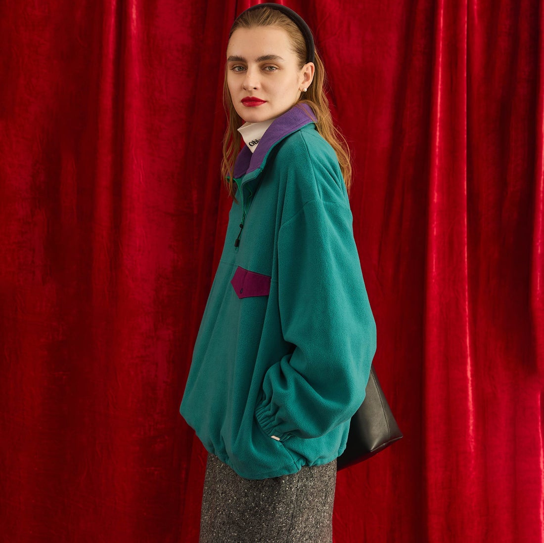Oblada [オブラダ] フリースハーフジップトップス [F2610CU09] GREEN/PURP