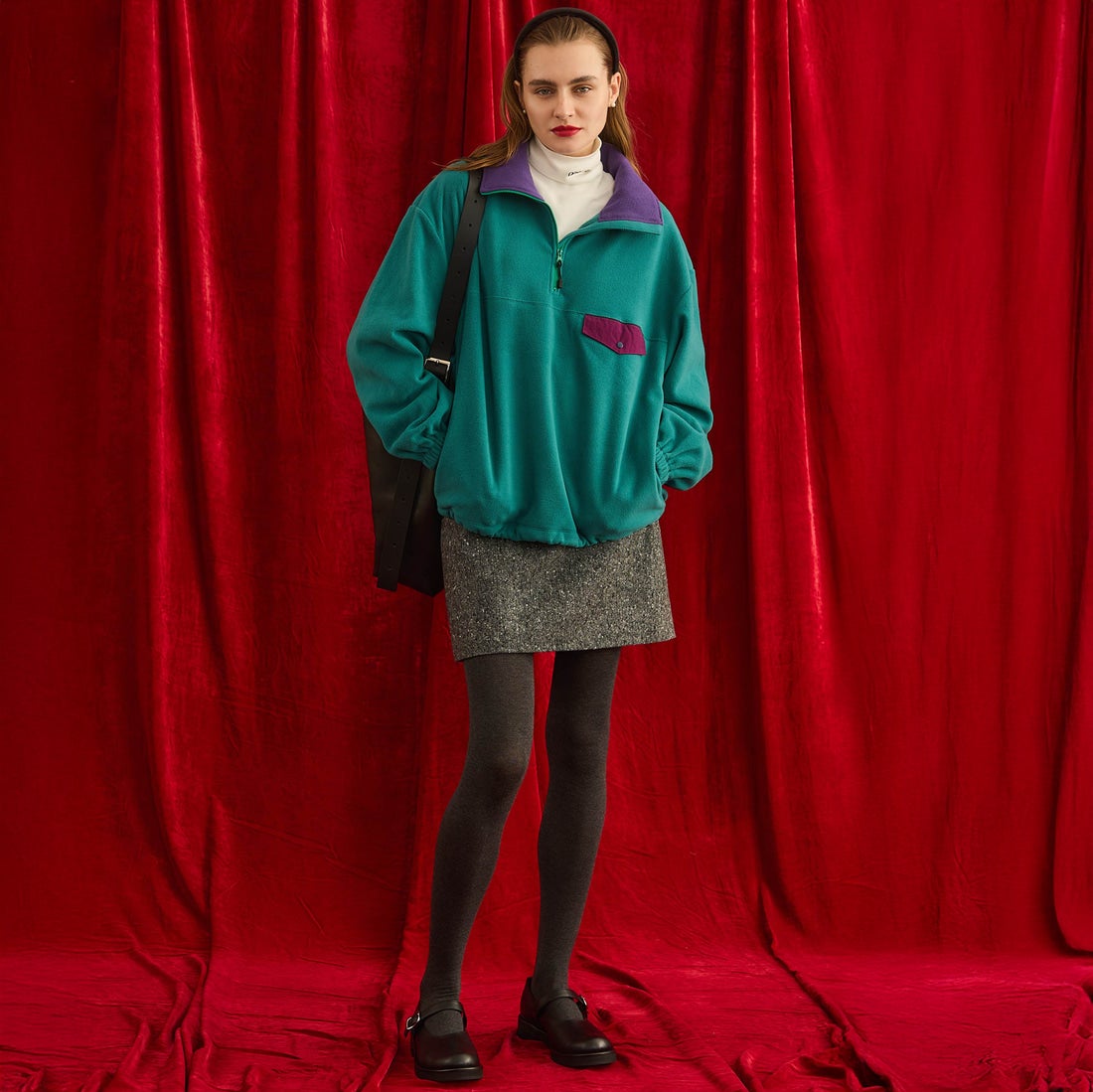 Oblada [オブラダ] フリースハーフジップトップス [F2610CU09] GREEN/PURP
