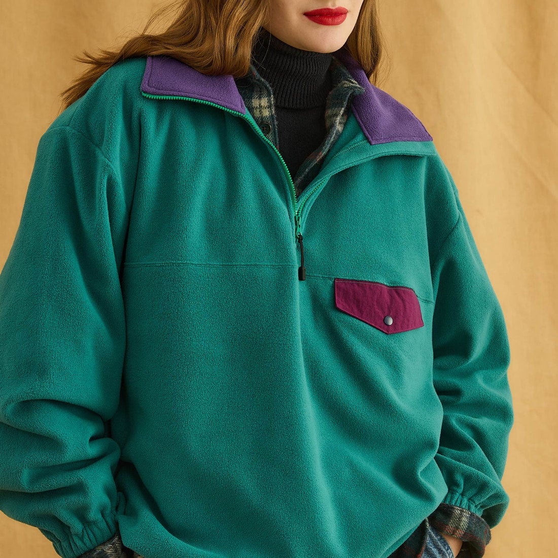 Oblada [オブラダ] フリースハーフジップトップス [F2610CU09] GREEN/PURP