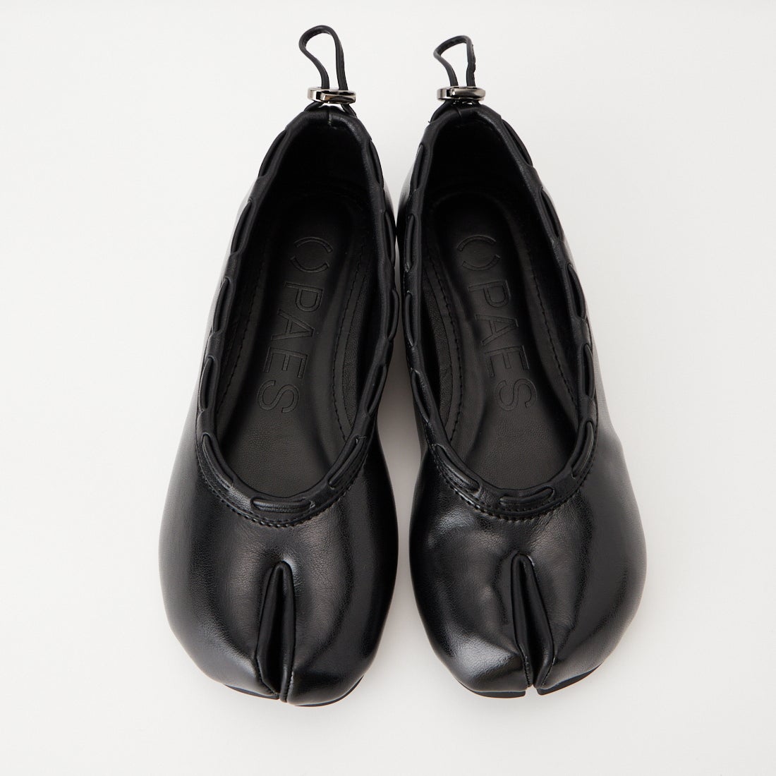 PAES [ペイズ] レザーストリングフラットシューズ [LEATHER-STRING-FLAT] BLACK