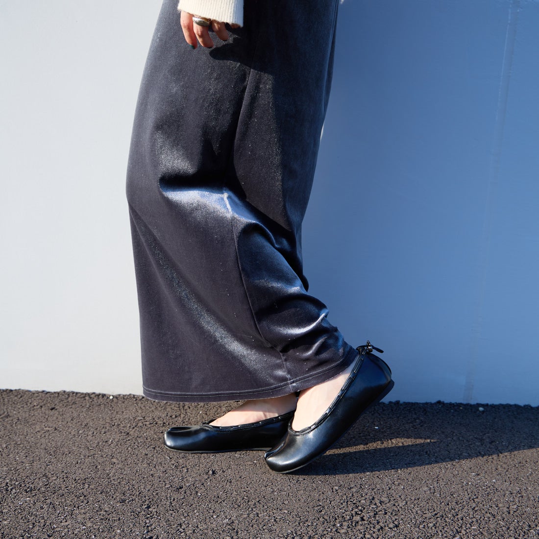 PAES [ペイズ] レザーストリングフラットシューズ [LEATHER-STRING-FLAT] BLACK