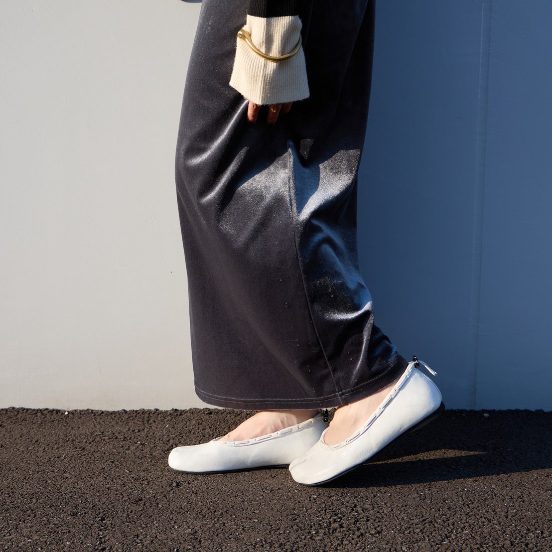 PAES [ペイズ] レザーストリングフラットシューズ [LEATHER-STRING-FLAT] VINT.WHITE