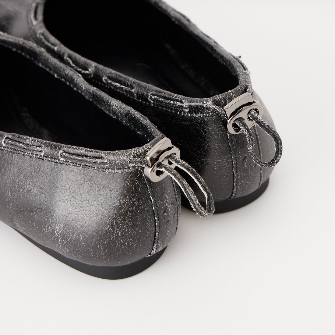 PAES [ペイズ] レザーストリングフラットシューズ [LEATHER-STRING-FLAT] VINT.BLACK