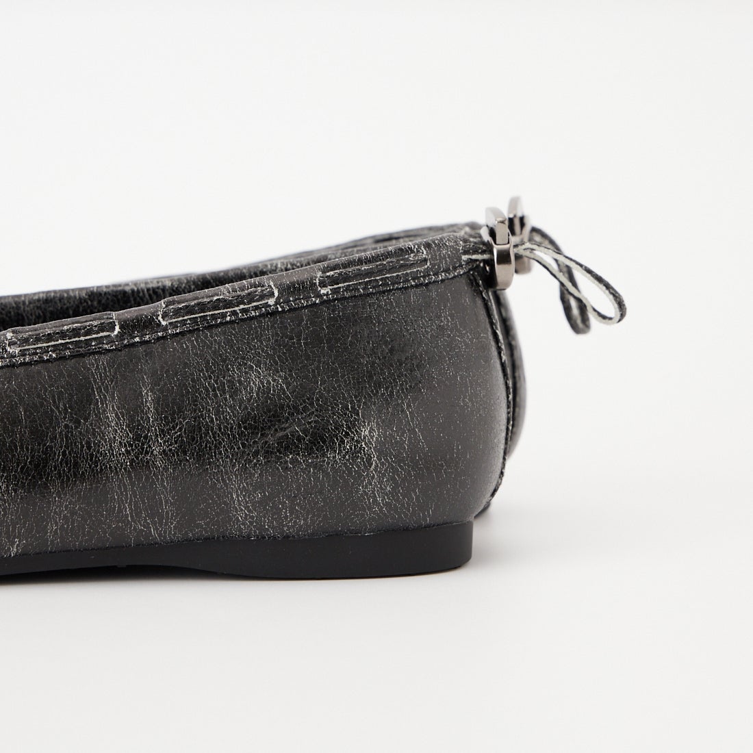 PAES [ペイズ] レザーストリングフラットシューズ [LEATHER-STRING-FLAT] VINT.BLACK
