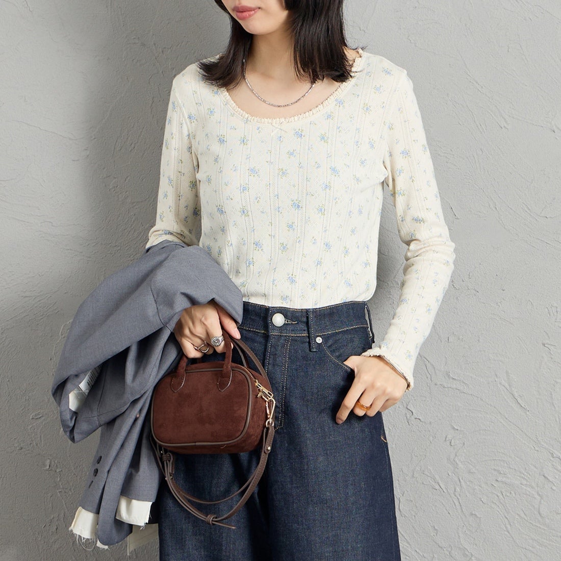 83 NAT/BLU&&モデル身長：162cm 着用サイズ：F&&