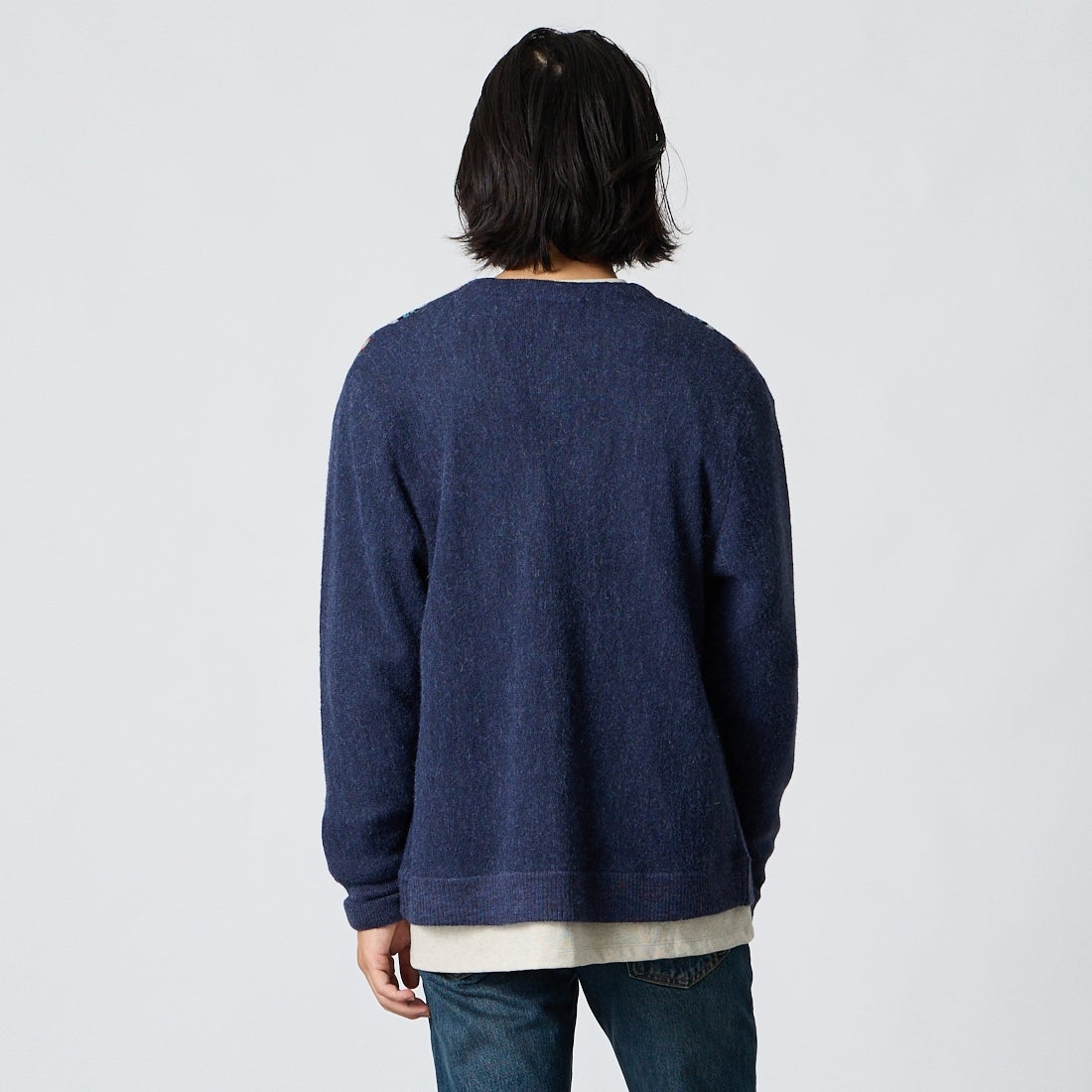 PENDLETON [ペンドルトン] アルパカ混 ネイティブストライプカーディガン [6575-6012] 67 NAVY RI &&モデル身長：175cm 着用サイズ：M&&