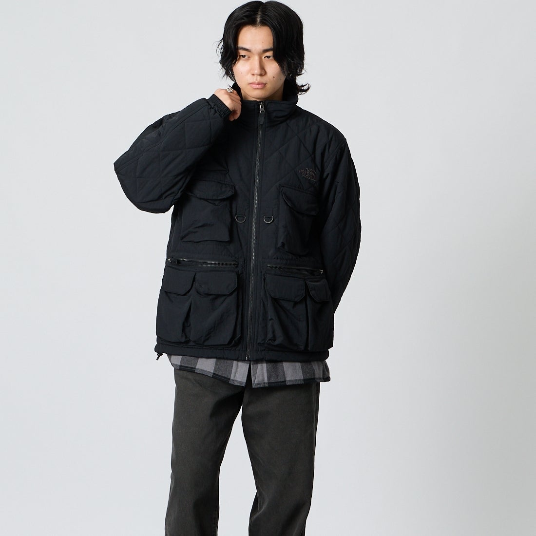 THE NORTH FACE [ザ ノースフェイス] キルティングユーティリティジャケット [NY82630] K &&モデル身長：177cm 着用サイズ：M&&