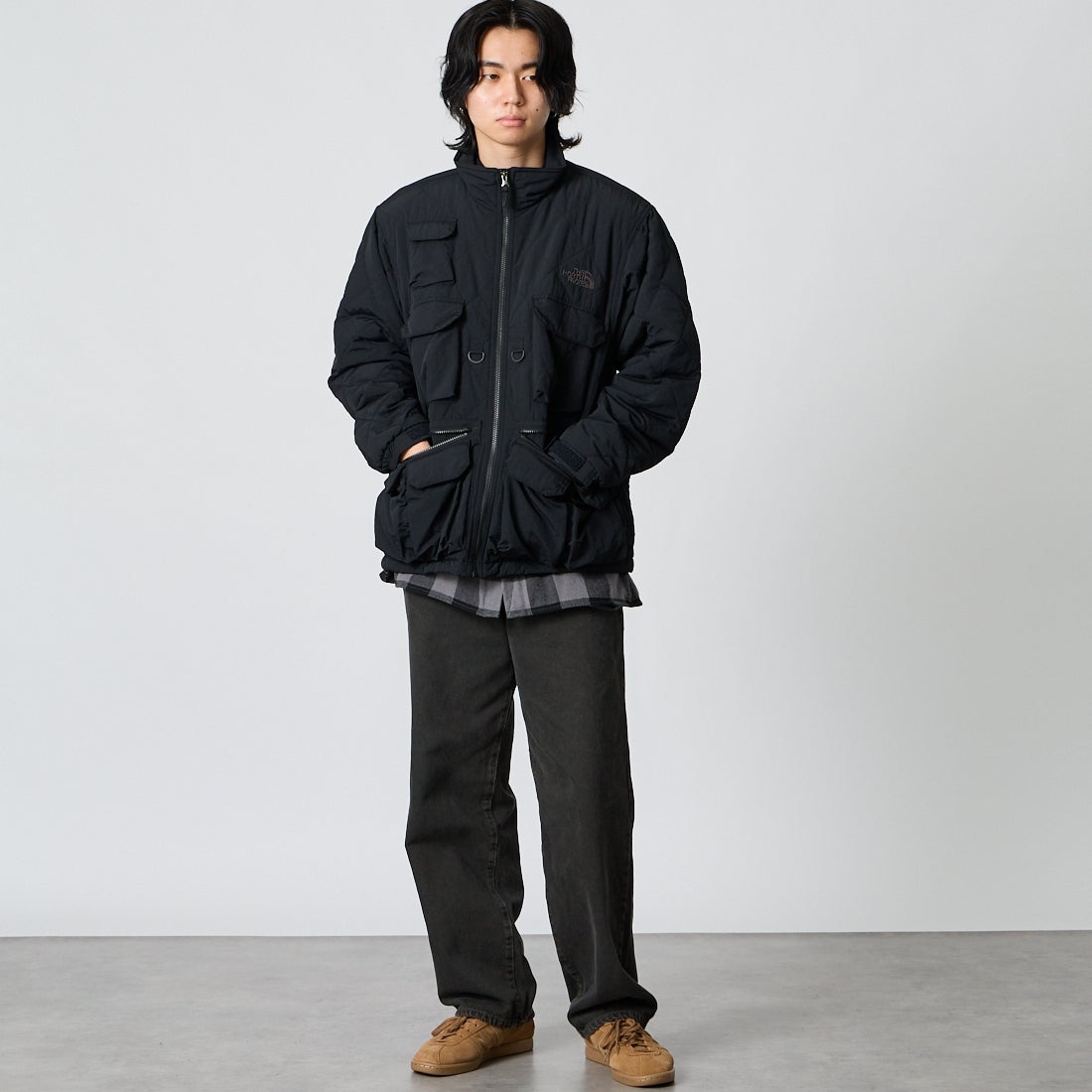 THE NORTH FACE [ザ ノースフェイス] キルティングユーティリティジャケット [NY82630] K &&モデル身長：177cm 着用サイズ：M&&