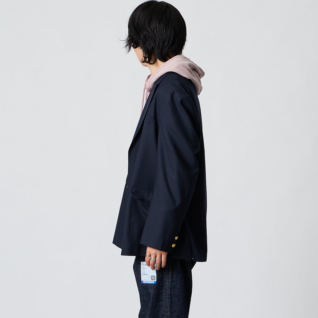 J.PRESS [ジェイプレス] バギーフィットダブルブレストブレザー [BZ-OA-LW-0022] NAVY 075 &&モデル身長：177cm 着用サイズ：38&&