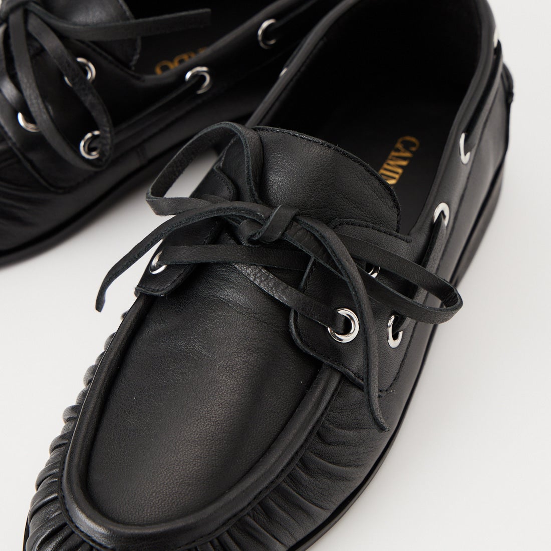 Caminando [カミナンド] プリーツデッキシューズ [C26-14] BLACK